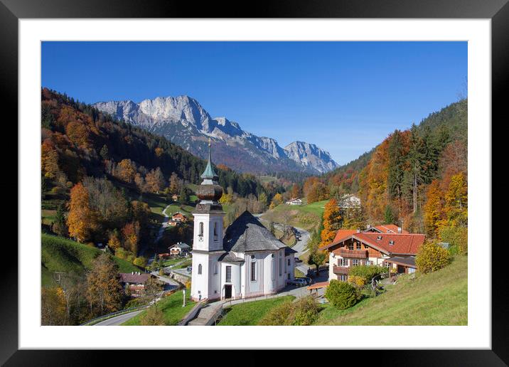 Wallfahrtskirche in Berchtesgaden in Autumn, Bavaria Framed Mounted Print by Arterra 