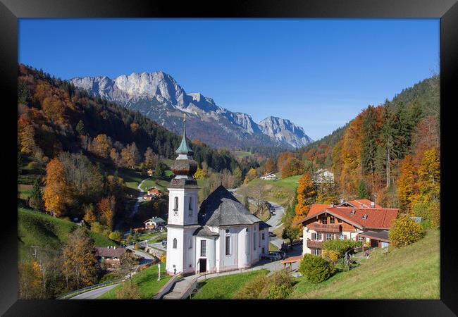 Wallfahrtskirche in Berchtesgaden in Autumn, Bavaria Framed Print by Arterra 