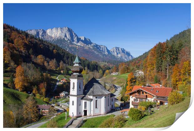 Wallfahrtskirche in Berchtesgaden in Autumn, Bavaria Print by Arterra 
