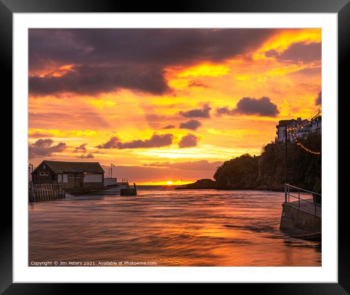 Sunrise in Looe Harbour Cornwall Framed Mounted Print by Jim Peters