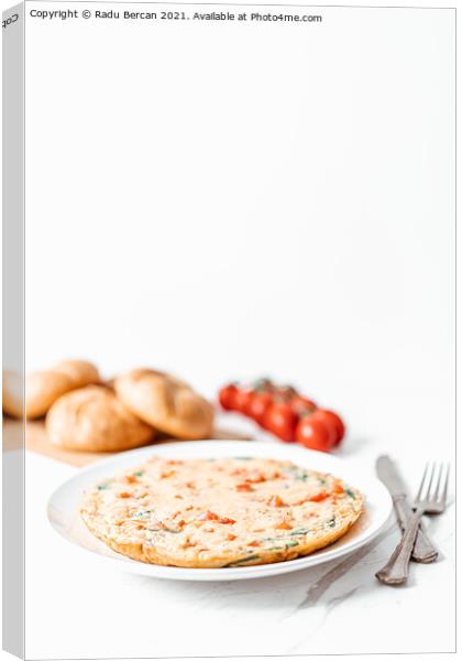 Egg Omelette With Spinach, Tomatoes and Orange Pepper Canvas Print by Radu Bercan