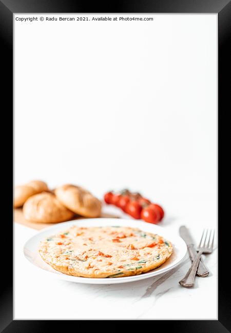 Egg Omelette With Spinach, Tomatoes and Orange Pepper Framed Print by Radu Bercan