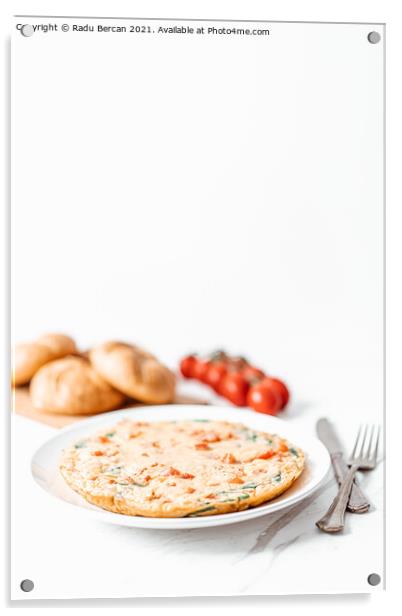 Egg Omelette With Spinach, Tomatoes and Orange Pepper Acrylic by Radu Bercan