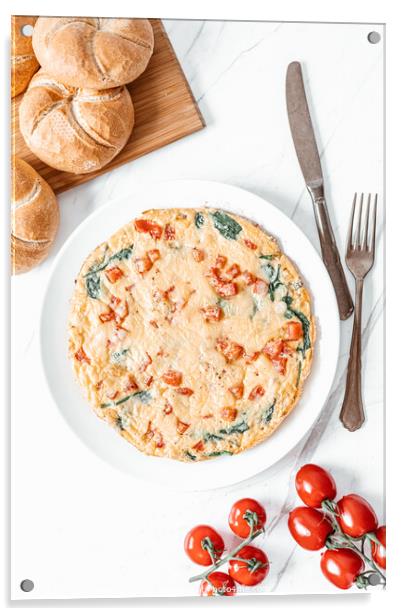 Egg Omelette With Spinach, Tomatoes and Orange Pepper Acrylic by Radu Bercan