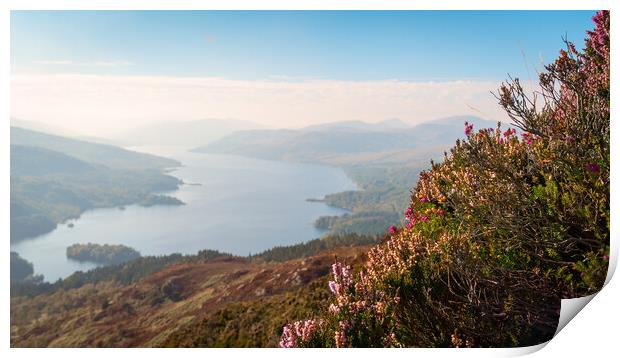 Stunning view of Loch Katrine from Ben A'an. Print by Andrea Obzerova