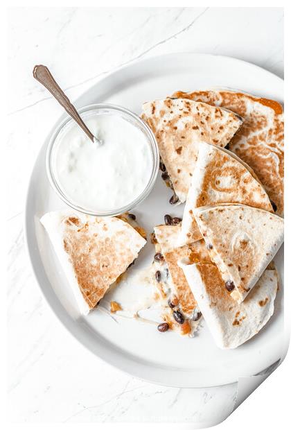 Black Bean Quesadilla, Cheese and Sour Cream Print by Radu Bercan