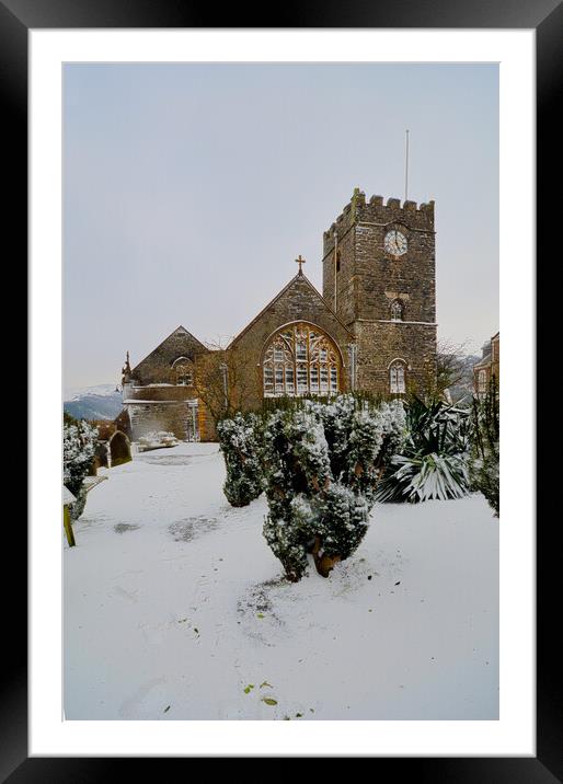 A Winter Wonderland at St Marys Church Lynton Framed Mounted Print by graham young