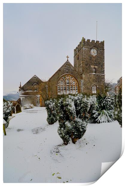 A Winter Wonderland at St Marys Church Lynton Print by graham young