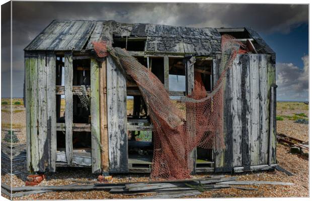 Fishermans Shanty Beach Hut at Dungeness Beach Canvas Print by Dave Williams