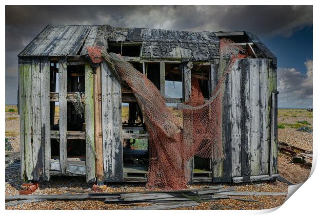 Fishermans Shanty Beach Hut at Dungeness Beach Print by Dave Williams