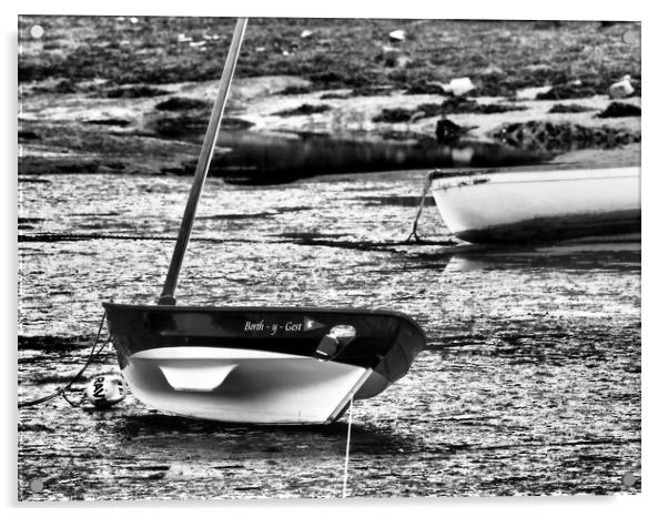 Borth y Gest sailing boat Acrylic by mark humpage