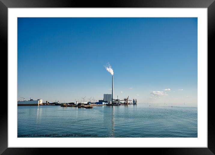 Wind power rigs in Esbjerg harbor. Denmark Framed Mounted Print by Frank Bach