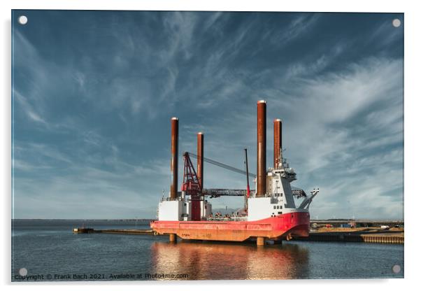 Wind power rigs in Esbjerg harbor. Denmark Acrylic by Frank Bach