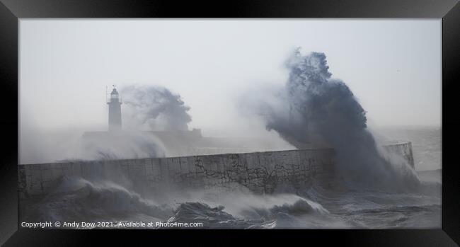Wild storm at Newhaven Lighthouse Framed Print by Andy Dow