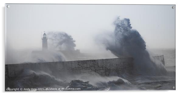 Wild storm at Newhaven Lighthouse Acrylic by Andy Dow