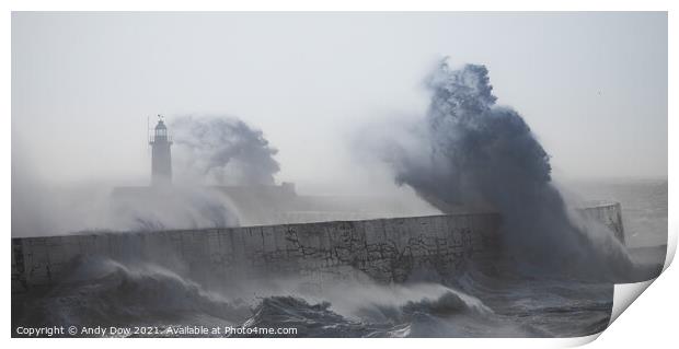 Wild storm at Newhaven Lighthouse Print by Andy Dow