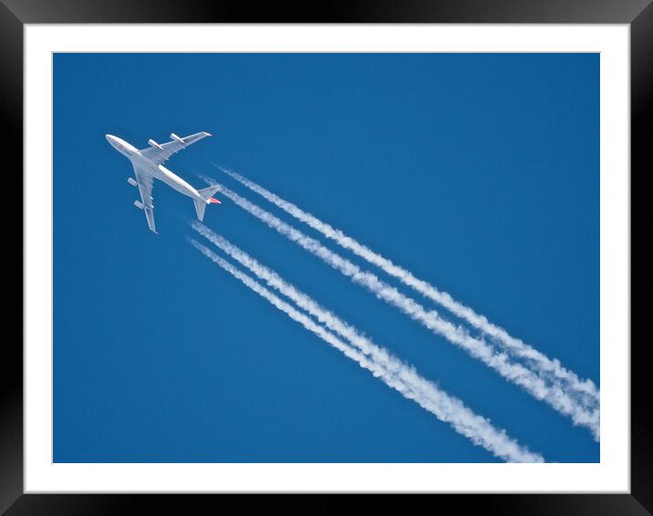 Plane vapour contrails Framed Mounted Print by mark humpage