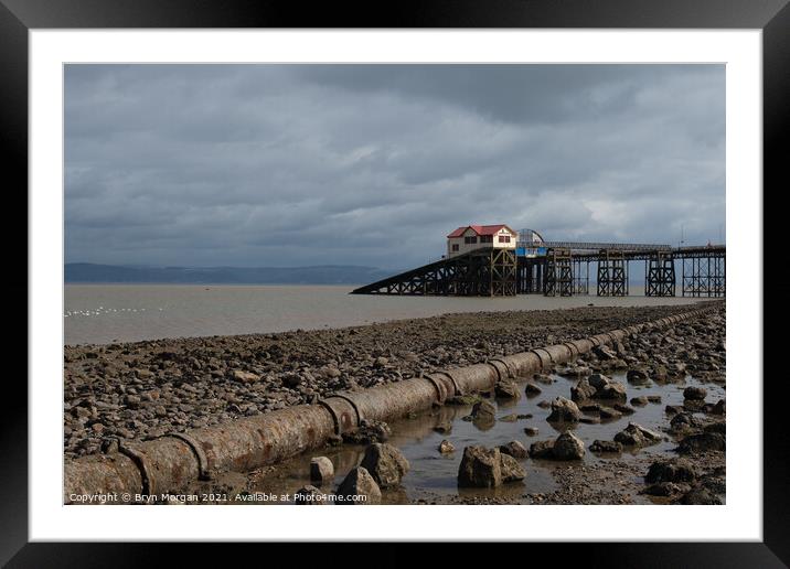 Mumbles pier at low tide Framed Mounted Print by Bryn Morgan