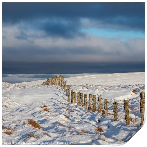 A fence line in Snow Print by George Robertson