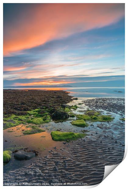 Sunset over Culzean Bay Print by Alan Dunnett