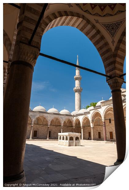 Courtyard of Suleymaniye Mosque, Istanbul Print by Angus McComiskey