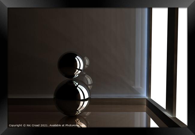 Abstract Chrome Balls Framed Print by Nic Croad