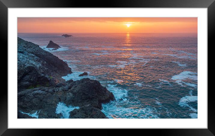 Trevose Head Sunset, Cornwall Framed Mounted Print by Frank Farrell