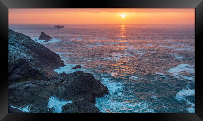 Trevose Head Sunset, Cornwall Framed Print by Frank Farrell