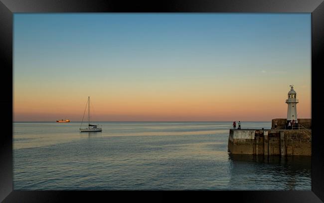 At anchor off Mevagissey, Cornwall Framed Print by Frank Farrell