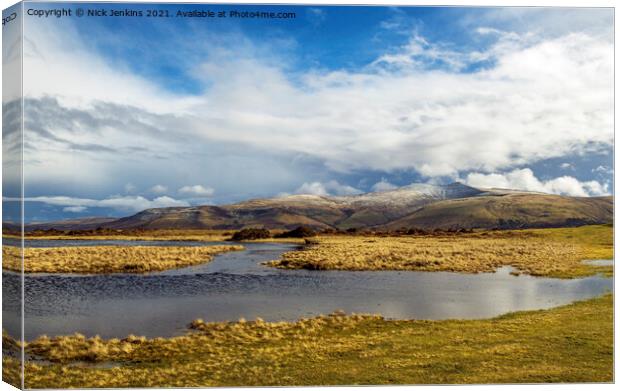 View of Pen y Fan and Corn Du in the Brecon Beacon Canvas Print by Nick Jenkins