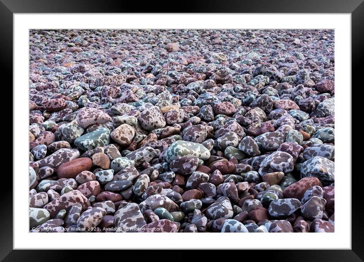 Pebbles on the seashore Framed Mounted Print by Joy Walker