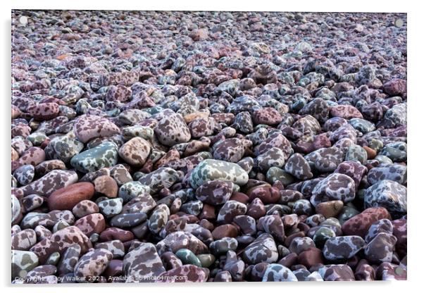 Pebbles on the seashore Acrylic by Joy Walker