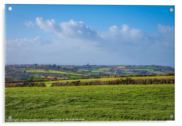 Cornish rural Landscape, Cornwall, England Acrylic by Rika Hodgson