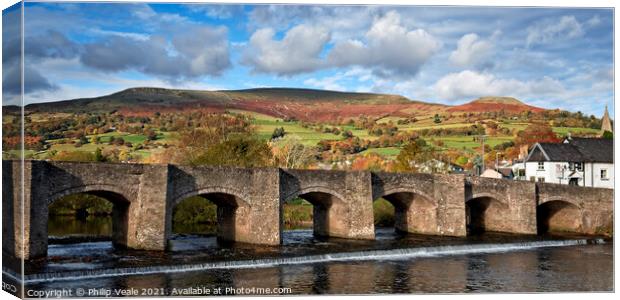  Crickhowell Bridge and Table Mountain. Canvas Print by Philip Veale