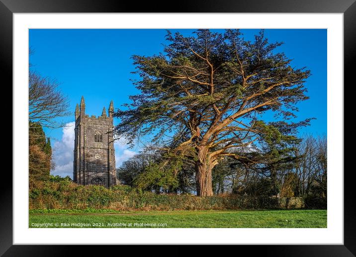 Parish Church Landscape, Stithians, Cornwall, England Framed Mounted Print by Rika Hodgson