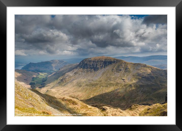 St Sunday Crag from the route to Helvellyn Framed Mounted Print by Liz Withey