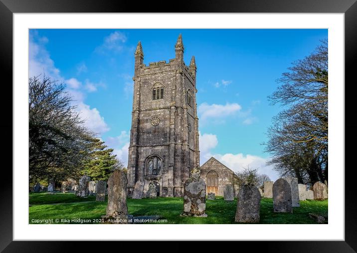 Parish church architecture Landscape, Stithians, Cornwall, England Framed Mounted Print by Rika Hodgson