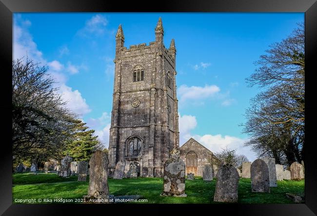 Parish church architecture Landscape, Stithians, Cornwall, England Framed Print by Rika Hodgson