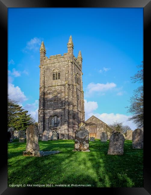 Parish Church Landscape, Stithians, Cornwall, England Framed Print by Rika Hodgson