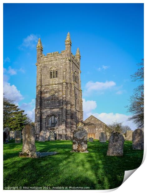 Parish Church Landscape, Stithians, Cornwall, England Print by Rika Hodgson