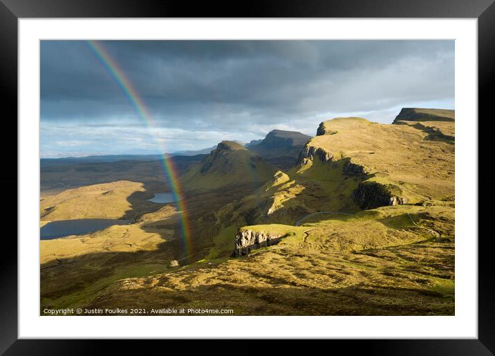 Rainbow over the Trotternish ridge, Isle of Skye Framed Mounted Print by Justin Foulkes