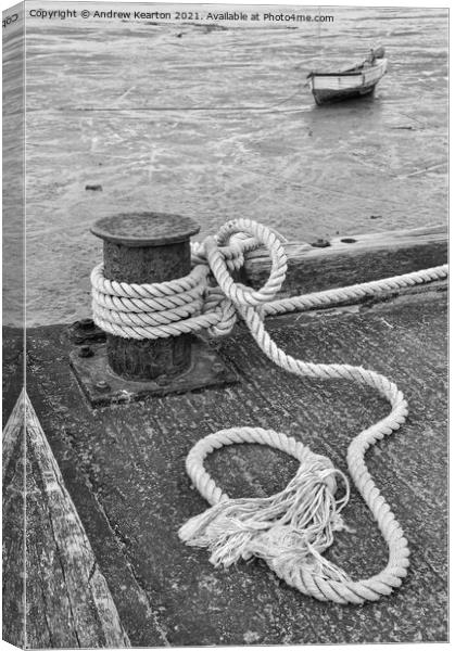 Harbour rope at Lindisfarne, Northumberland Canvas Print by Andrew Kearton