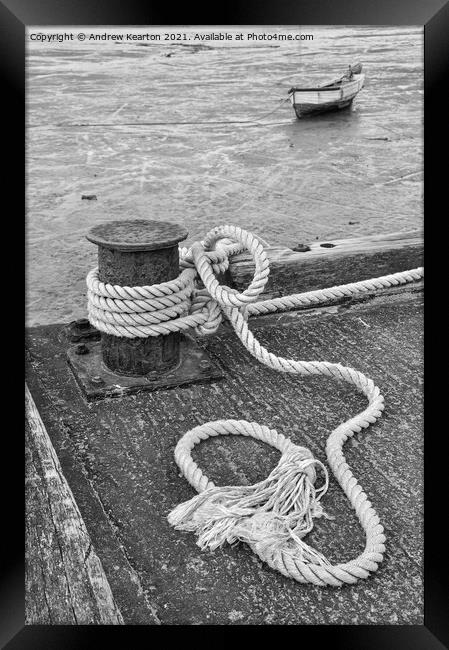 Harbour rope at Lindisfarne, Northumberland Framed Print by Andrew Kearton