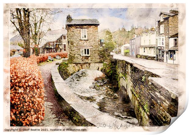 The Bridge House, Ambleside, The Lake District, Cu Print by Geoff Beattie