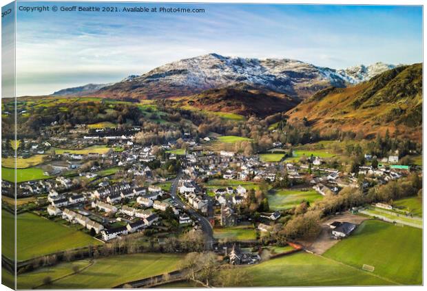 Coniston Village and The Old Man in the English La Canvas Print by Geoff Beattie