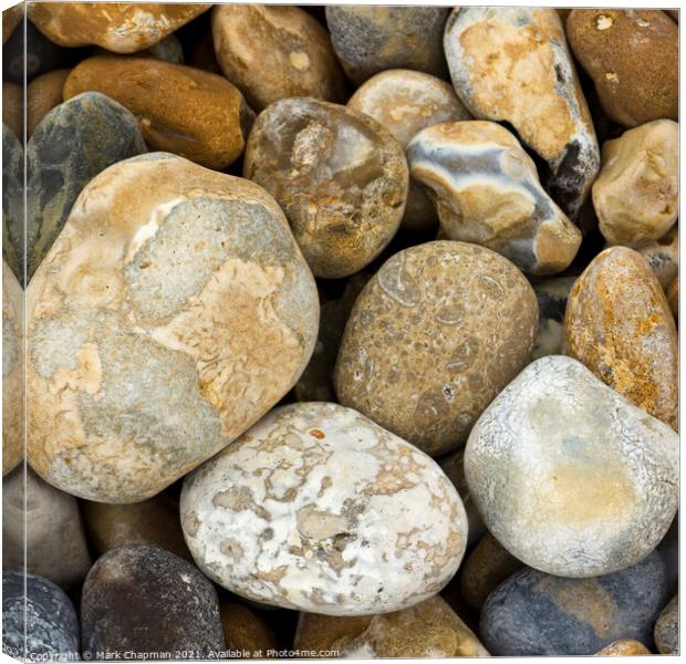 Colourful flint beach pebbles, Eastbourne, England Canvas Print by Photimageon UK