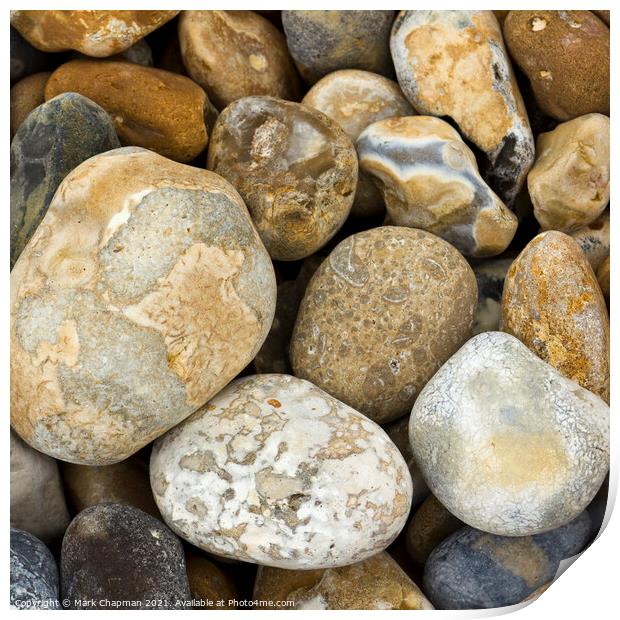 Colourful flint beach pebbles, Eastbourne, England Print by Photimageon UK