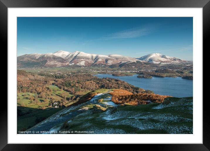 Derwent Water and Keswick from Cat Bells Framed Mounted Print by Liz Withey