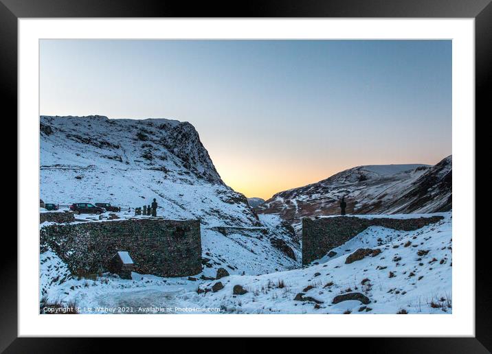 Snowy Sunset, Honister Pass Framed Mounted Print by Liz Withey