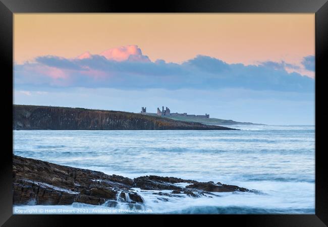 Dunstanburgh Castle Sunset Framed Print by Heidi Stewart